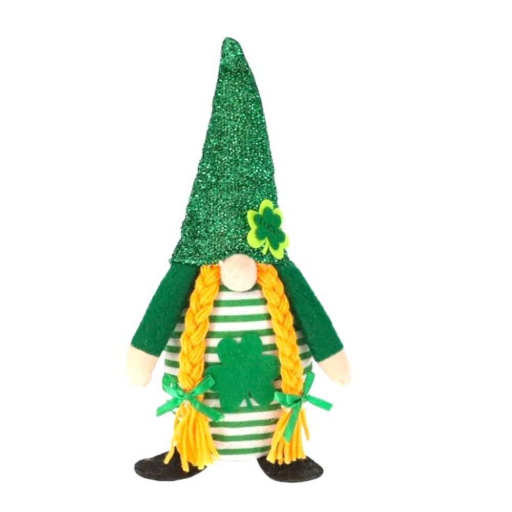 NWT Saint Patrick's Day Gnome Glitter Hat Stuffed weight button Stands by itself